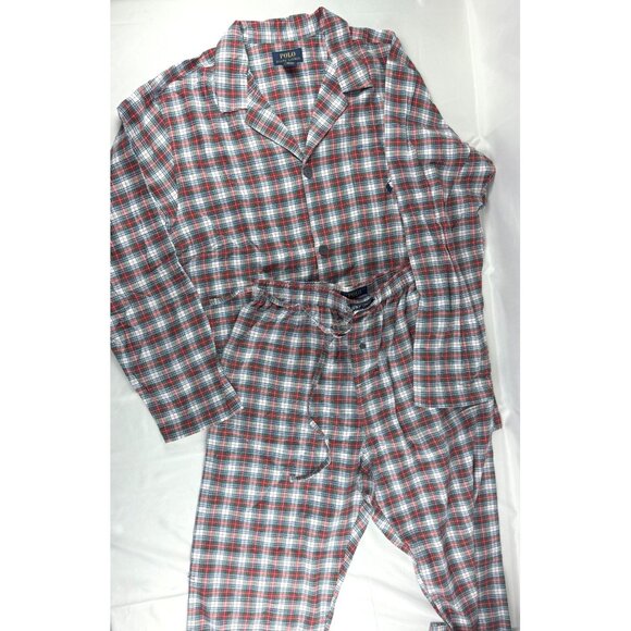 NWOT POLO RALPH LAUREN Sleepwear Mens Medium Red Tartan Plaid Pajama Set PJs $10 - Picture 2 of 16
